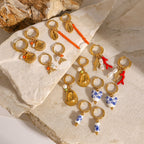 Stainless Steel Ceramic Pearl Earrings Vacation Design Sense Creative Stud Earrings Jewelry for Women