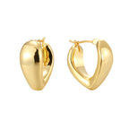 E0392 S925Irregular Arc Smooth Earrings for Women Copper Plated Real Gold Minimalist Style Ear Jewelry