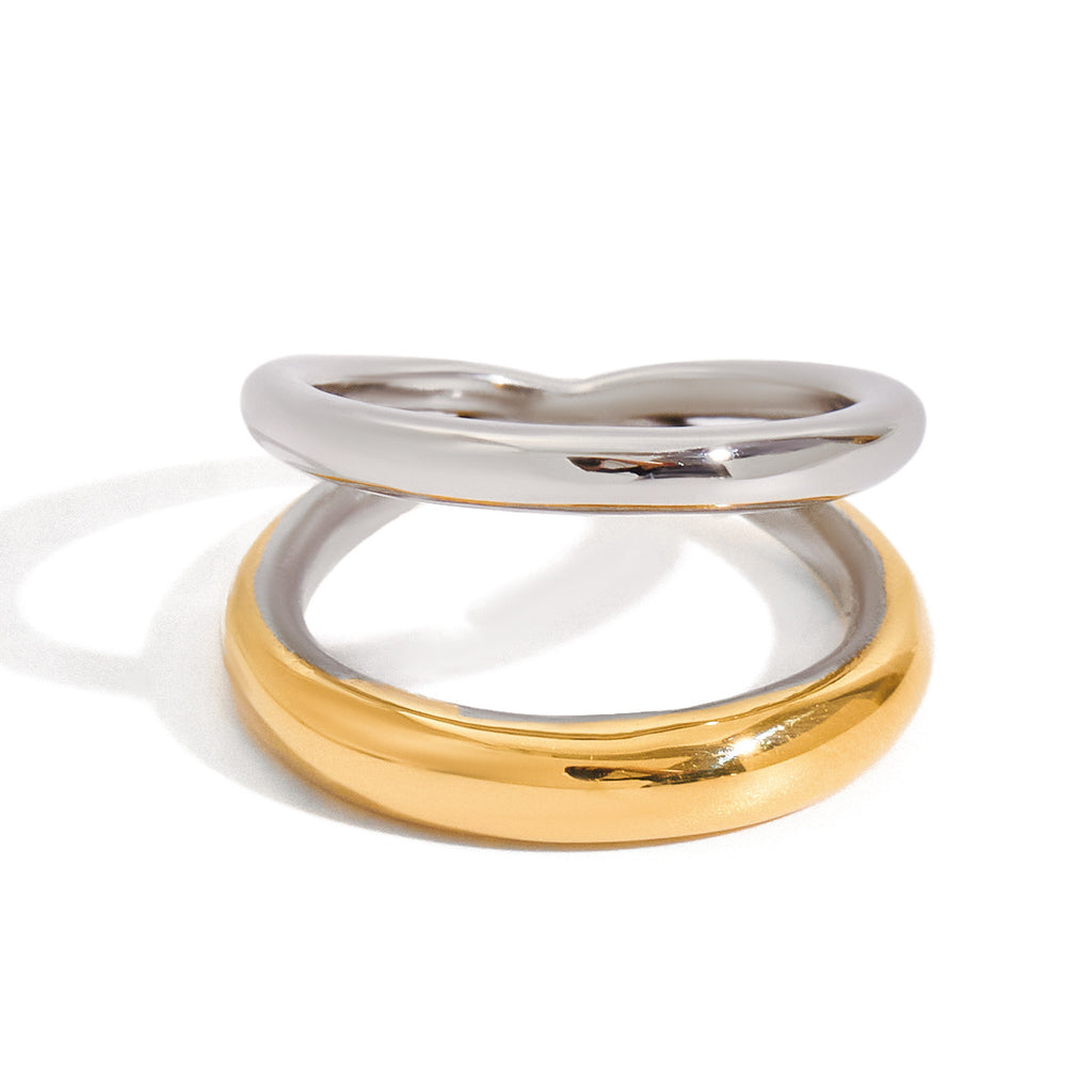 Color Block Ring Non-Fading Jewelry Stainless Steel Accessories for Women