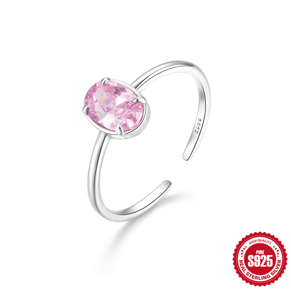 New Product S925Sterling Silver Ring Japanese and Korean Design Sense Geometric Zircon Ring Fashion Open Index Finger Ring