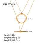 2H New Fashionable Layered Stainless Steel Necklace16k Gold-plated Double Bar Round Long Bar Splicing Necklace Jewelry