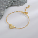 B0182  Korean Version Fashion Simple Heart-shaped Bracelet for Women gold Love Heart26Minimalist Letter Style