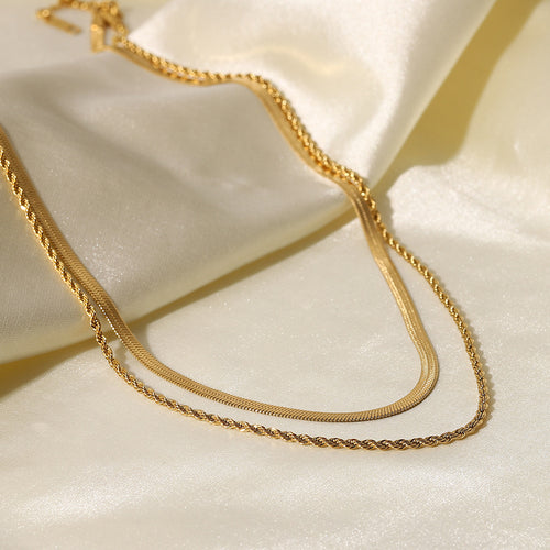 18K Gold-Plated Brass Snake Floral Necklace for boutique wholesale jewelry collections