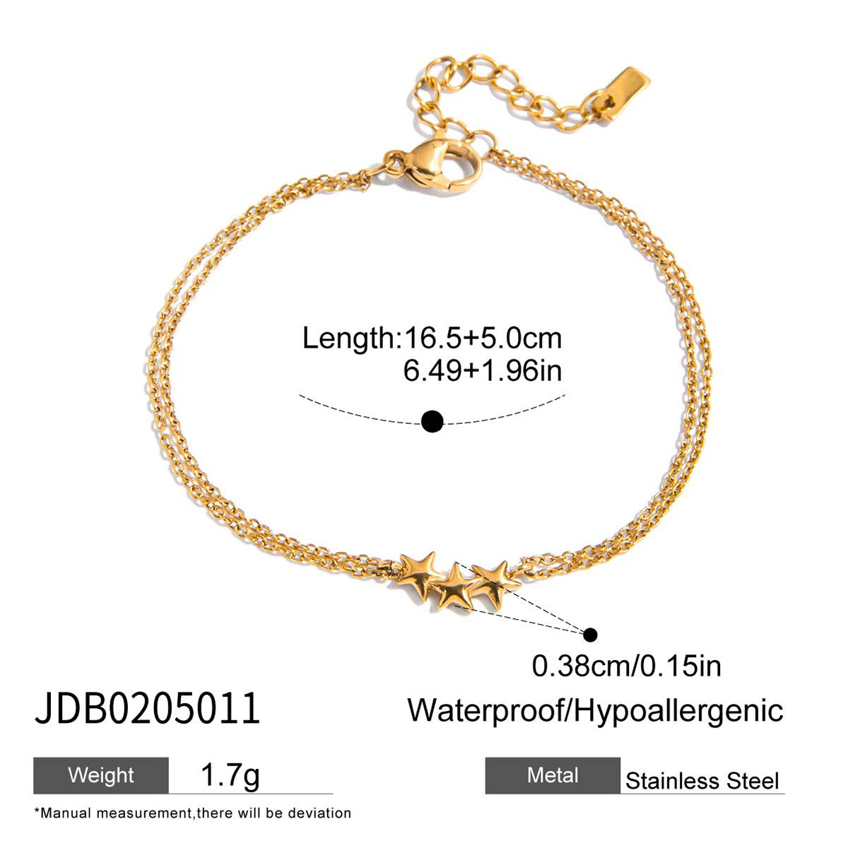 2H Bracelet that doesn't fade jewelry18k Gold Bracelet Stainless Steel Jewelry