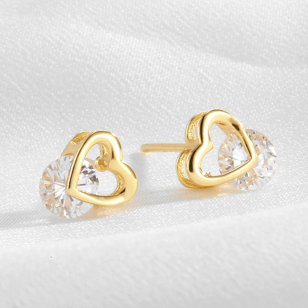 SE0278 S925Silver Design Earrings Simple Fashion Earrings Love Heart Studs