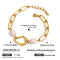 Pearl Stainless Steel Chain 18K Gold-Plated Bracelet — jewelry construction