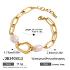 18k Stainless Steel Pearl Necklace Collarbone Chain Bracelet Jewelry