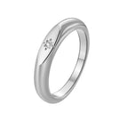 R0573 Fashion Simple Glossy Minimalist Unisex Ring Micro Pave White Zircon Versatile