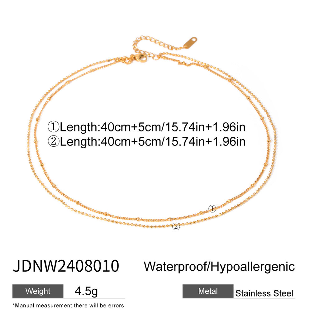 Double Layer Stacked Necklace Collarbone Chain Stainless Steel Jewelry Non-Fading
