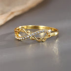 R0435 Direct Supply Musical Note Shape Fashion Ring for Women Micro Inlaid White Zircon Copper Plated with Real Gold