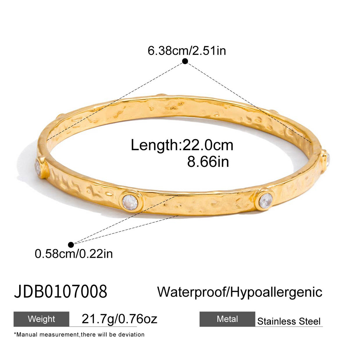 2H Zircon Bracelet Does Not Fade18k Gold Stainless Steel Jewelry Accessories