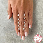 S925Sterling Silver Geometric Square Super Sparkling Diamond Stud Earrings Korean and Japanese Elegant Stud Earrings Jewelry