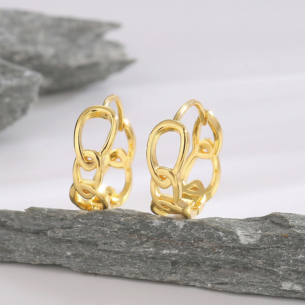 SE0044 S925Silver plating14K Gold Water Drop Shaped Lock Buckle Hip Hop Earrings Female Ear Jewelry