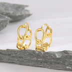 SE0044 S925Silver plating14K Gold Water Drop Shaped Lock Buckle Hip Hop Earrings Female Ear Jewelry