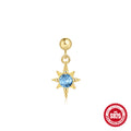 925 Sterling Silver Silver Blue Inlaid Diamond Eight Point Star Ear Stud 6mm — collection product image 06