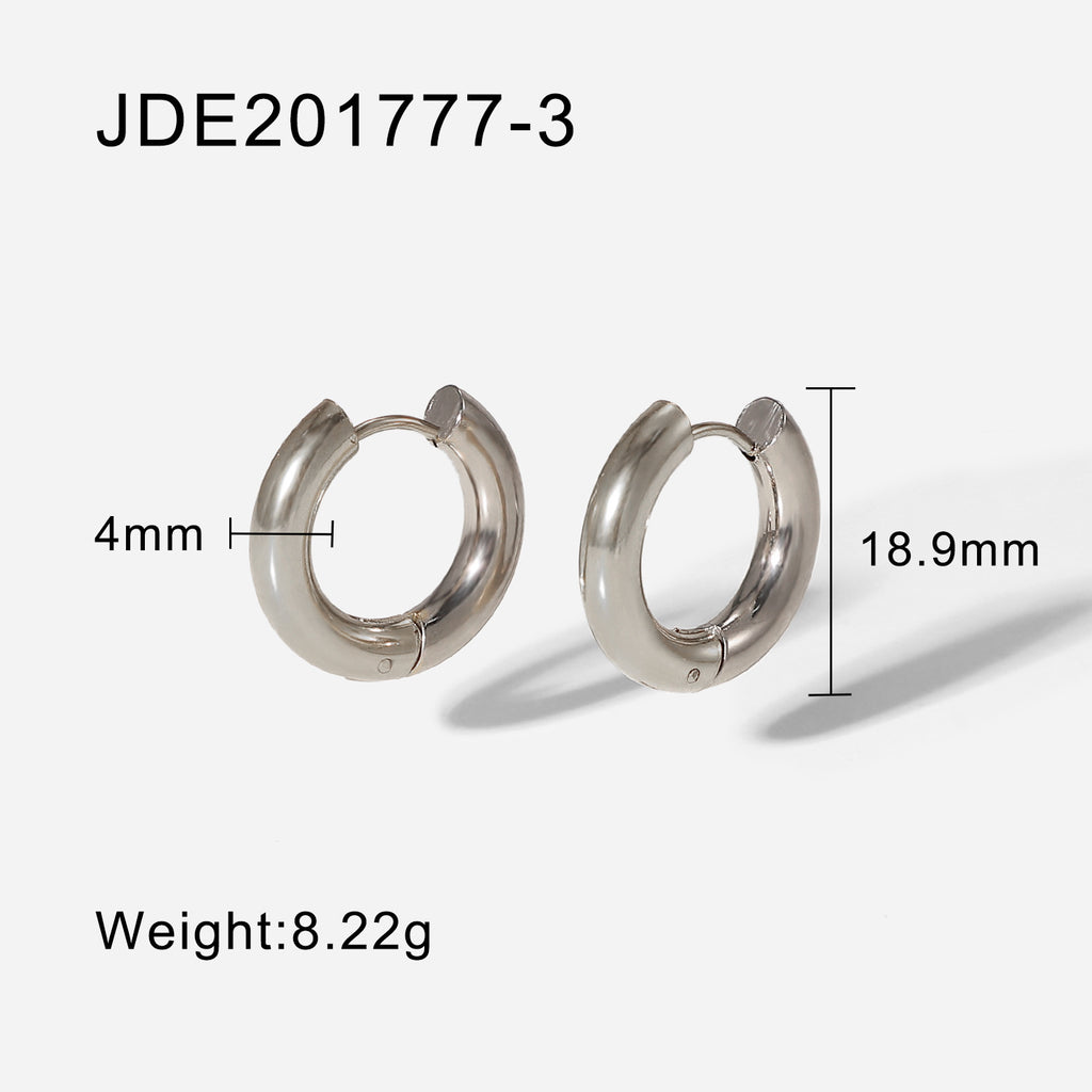 4Millimeter Design Geometric Hoop Earrings 4mm 18K Gold Plated Steel