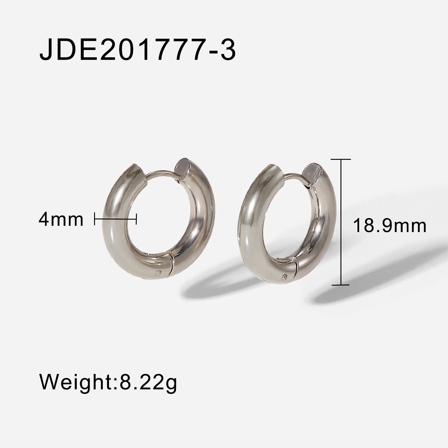 4Millimeter Design Geometric Hoop Earrings 4mm 18K Gold Plated Steel
