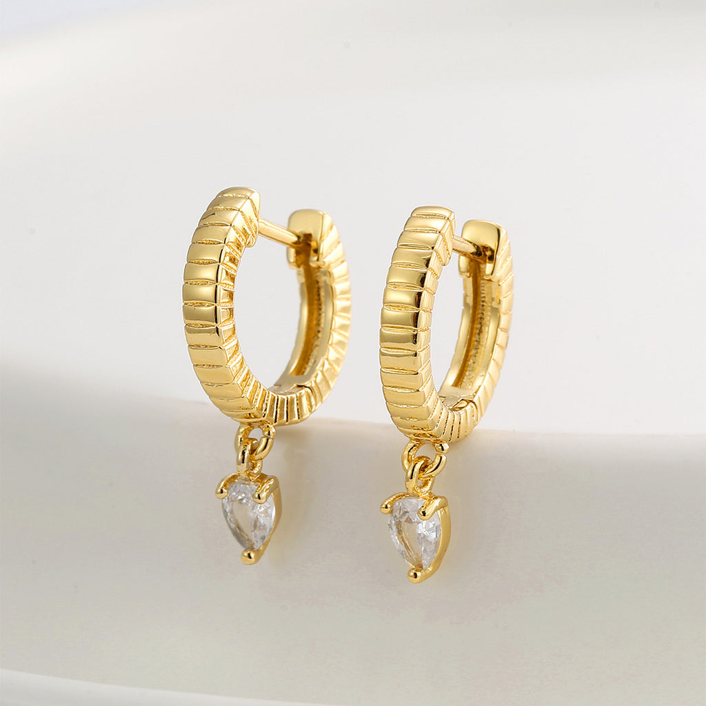 E0752 French Retro Fashion Design Earrings for Women, Water Drop Shape Zircon Simple Drop Earrings