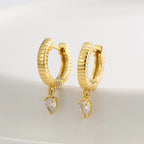 E0752 French Retro Fashion Design Earrings for Women, Water Drop Shape Zircon Simple Drop Earrings