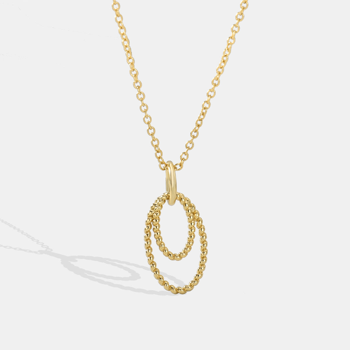 N0128 Hot Selling Jewelry Simple Trendy Double Loop Braided Pendant Collarbone Chain Vintage Necklace