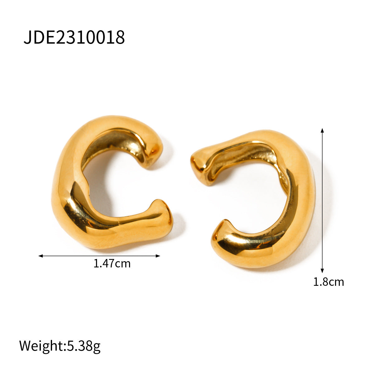 New18k Gold Stainless Steel Rivet Ear Clip Earrings Stainless Steel Jewelry Fashion Personality Women's Gift Accessories