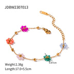 Bracelet Design for Women18K Stainless Steel Bracelet Handmade Colorful Small Flower Chain Bracelet