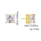 E0777 Simple Four-Prong Square Zircon Earrings for Women Copper Plated18K Gold Fashion Earrings