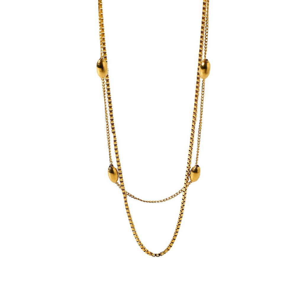 Trendy Retro Simple Personality Gold-Plated Minimalist Multi-Layer Necklace for Women Collarbone Chain