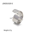 2H18K Gold-Plated Adjustable Stainless Steel Ring Wrinkle Fashion Jewelry Hand Ring Women's Versatile Ring