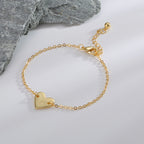 B0182  Korean Version Fashion Simple Heart-shaped Bracelet for Women gold Love Heart26Minimalist Letter Style