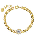 B0169 Fashionable Cool Style Shiny Zircon Bracelet for Women Brass Gold Plated Hip Hop Style