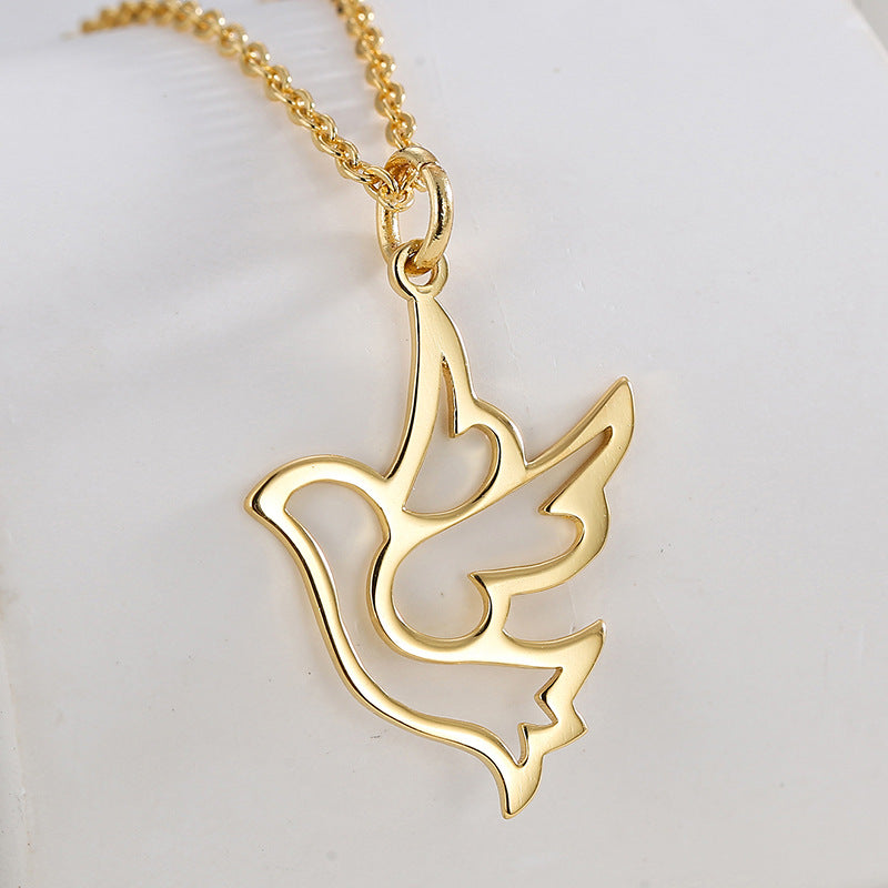 N0094 Fashion New Bird Hollow Design Pendant Simple Collarbone Chain for Women