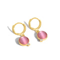 Gold-Plated Brass Yellow Stone Geometric Earrings — detail view — jewelry finish and design detail