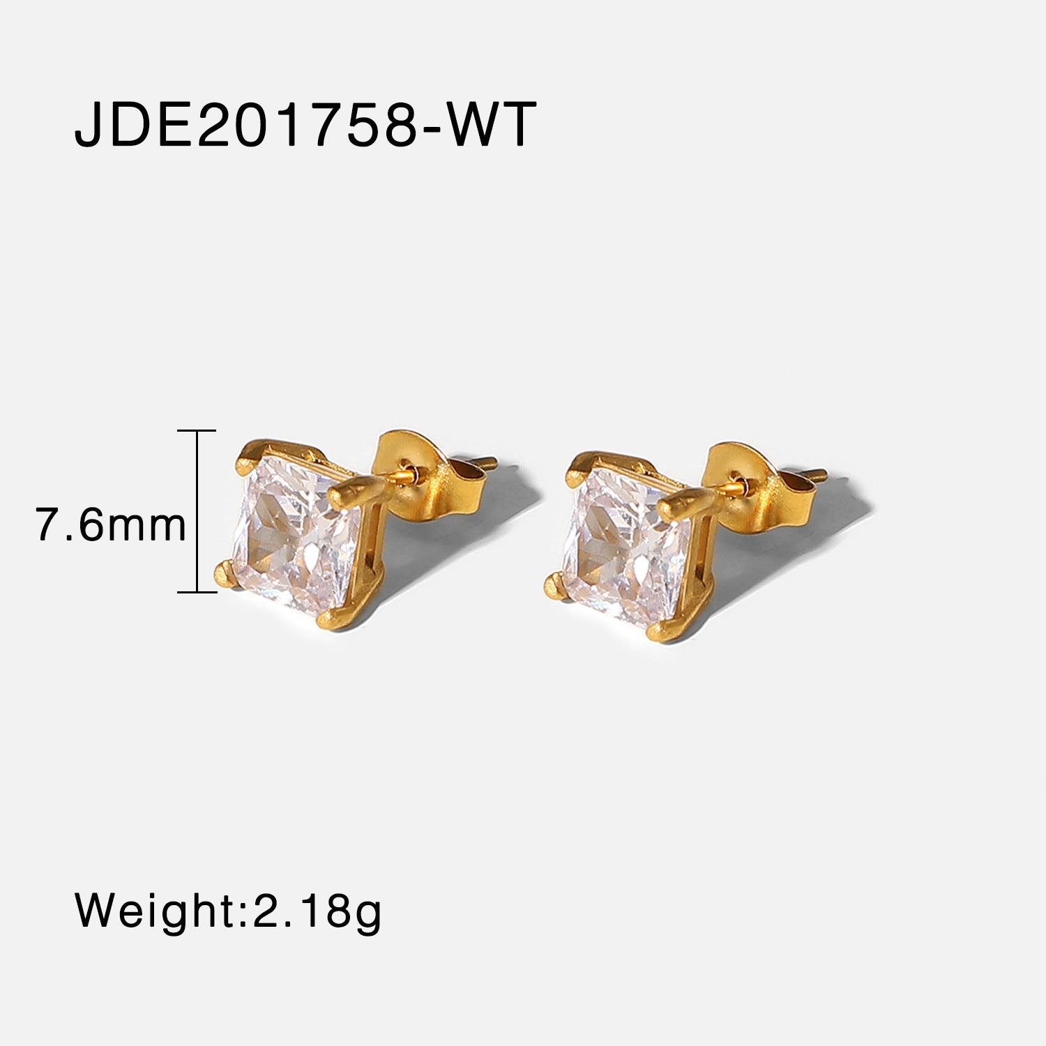 2H Stainless Steel Zircon Earrings Non-Fading Jewelry for Women