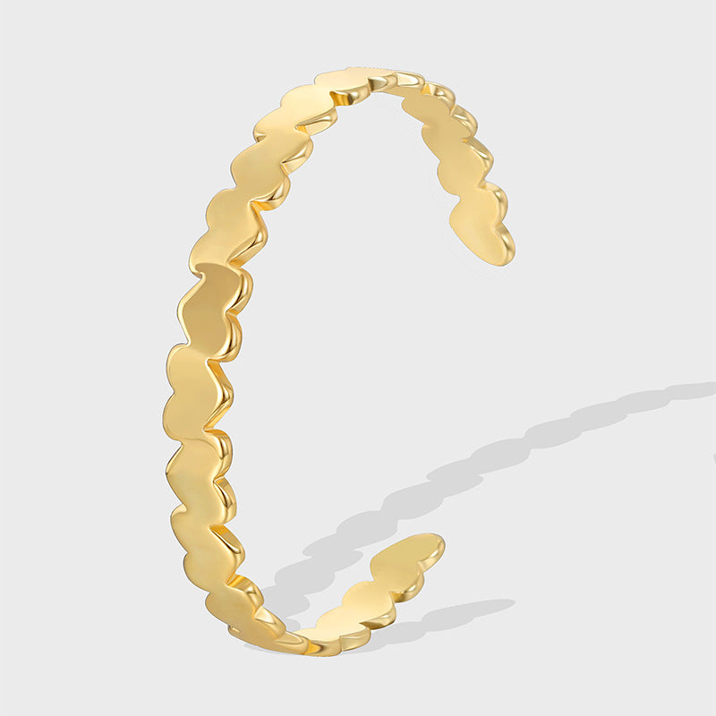 B0143 Brass Gold-Plated Bracelet for Women Fashion Retro Heart Splicing C Open Letter Bracelet