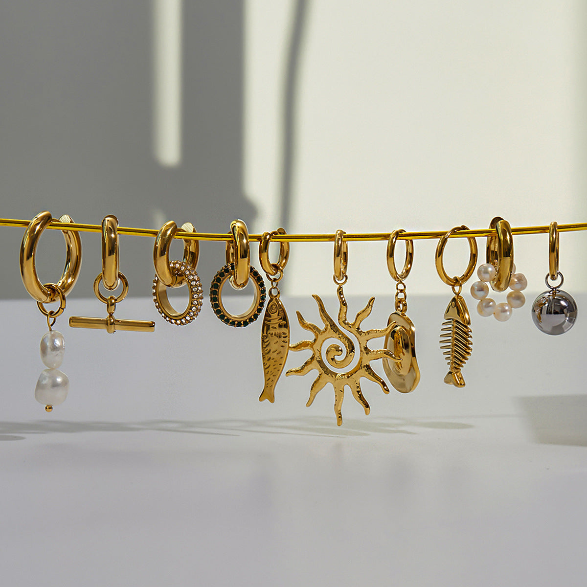 Stainless Steel Pearl Earrings Studs Jewelry Summer