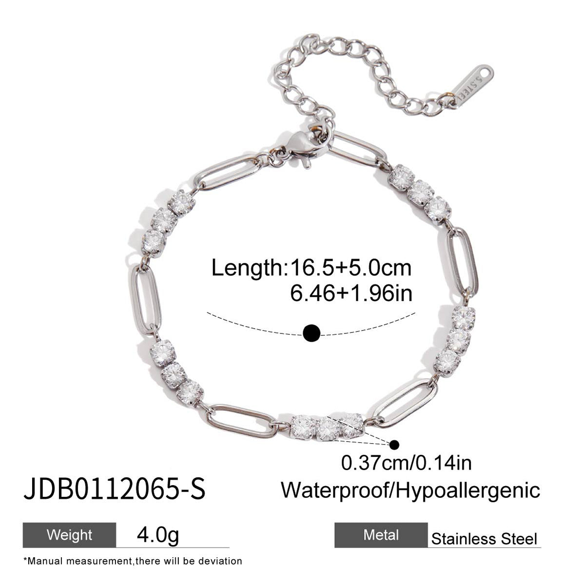 Stainless Steel Zircon Bracelet Women's Non-Fading Jewelry