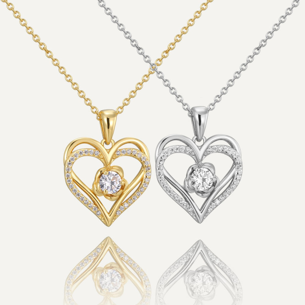 CYN0084 Cross Heart Zircon Copper Necklace Fashion Collarbone Chain Gift for Girlfriend