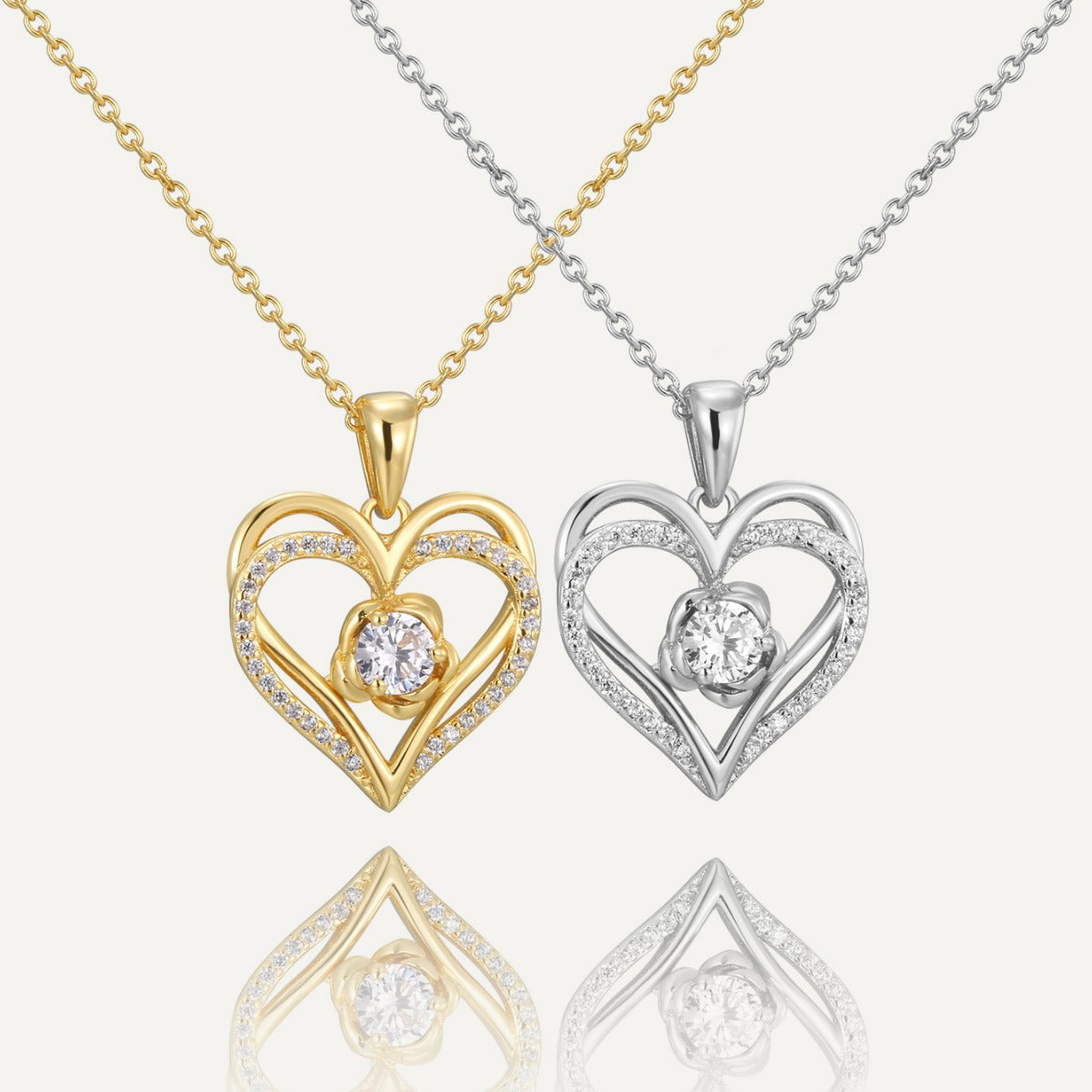 CYN0084 Cross Heart Zircon Copper Necklace Fashion Collarbone Chain Gift for Girlfriend