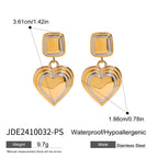 Heart-shaped Stud Earrings18K Gold Stainless Steel Necklace Accessories Women's Jewelry