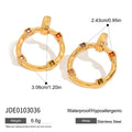 Cubic Zirconia Stainless Steel Stud Earrings in Gold-Plated — Contemporary Edit — alternate product view — jewelry finish and design detail