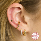 S925Sterling Silver Mini Wide Five-Pointed Star Inlaid Diamond Hoop Earrings Hot-Selling New Earrings for Women