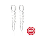 Chain Tassel Crystal-Set 925 Sterling Silver Earrings — decorative detail — jewelry finish and design detail