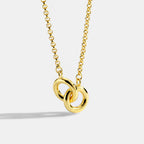 N0027 Double Ring Gold-Plated Necklace for Women, Minimalist Metallic Circle Pendant Accessory