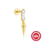 S925Sterling Silver Flat Threaded Piercing Chain Earrings Hot Sale Fashion Inlaid Diamond Opal Ear Bone Stud Earrings for Women