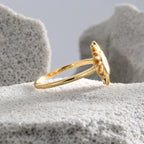 R0552 Bohemian Vacation Sun Resin Ring for Women, Copper Gold-Plated Elegant Fashion Ring