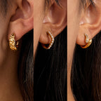 Zircon C Hoop Earrings Stud Stainless Steel Jewelry for Women Non-Fading