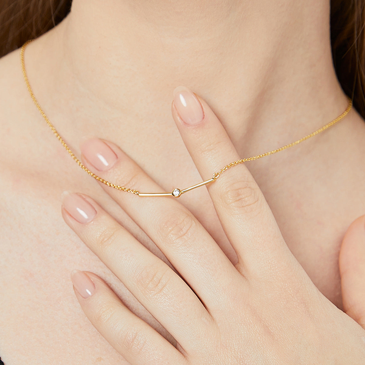 N0005Geometric Fashion gold Women's Necklace Simple Short Zircon Smiley Face Collarbone Chain New Trend