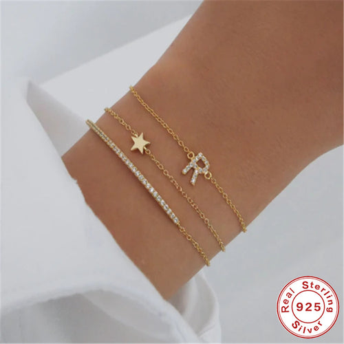 Crystal-Set Star 925 Sterling Silver Bracelet — side profile