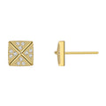 Gold-Plated Brass Square Pavé White CZ Stud Earrings styled for independent jewelry boutiques